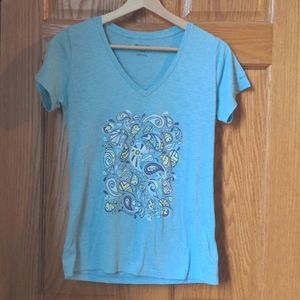 Columbia light blue heather v neck T-shirt women's XS